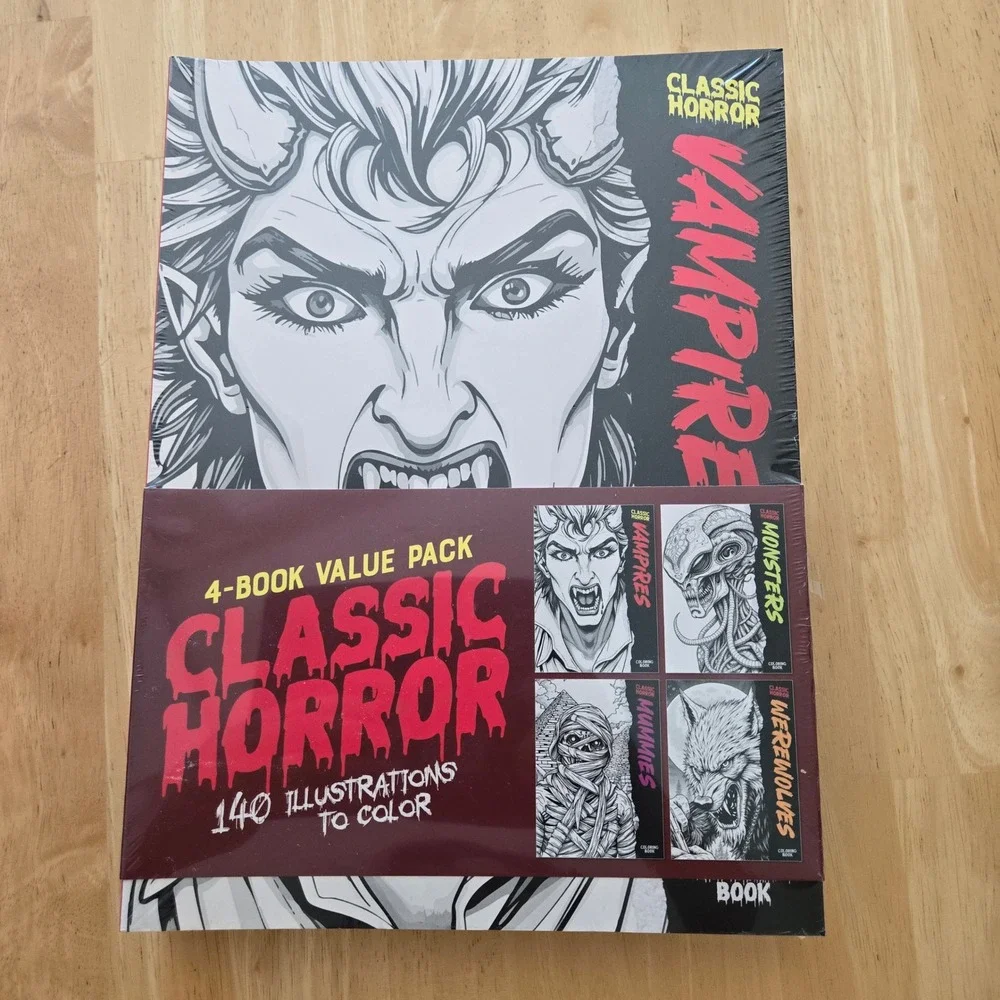 Classic Horror Coloring Books – 4-Book Set, Vampires, Monsters & More